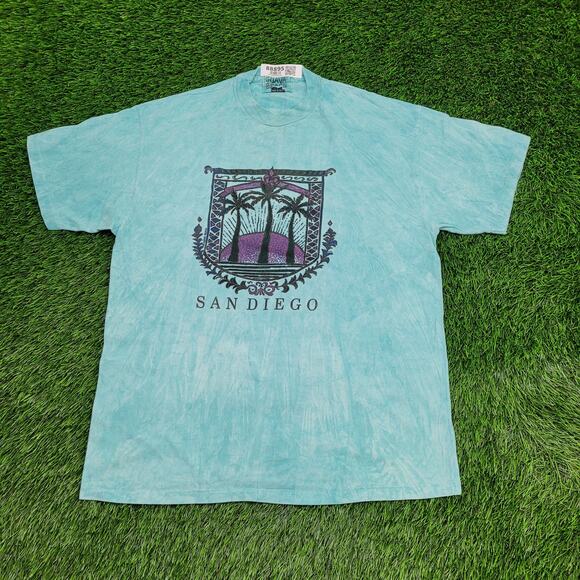Vintage 90s San Diego Palm Tree Crest T-Shirt Mens L Boxy Fit Made In USA - Picture 1 of 13